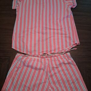 Polo Ralph Lauren Coral and White Striped Pajama Set
